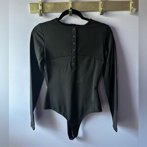 NWT n:philanthropy Black Thong Long Sleeve Bodysuit Size M